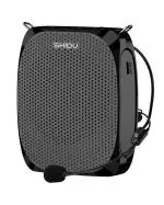 Shidu Black Portable Rechargeable Voice Amplifier with Wired Neckband Microphone