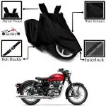 Kedit Royal Enfield Classic Red 350 Motorcycle Bike Scooty Cover Black Colour Water Resistant - UV Protection & Dust Proof Imported Fabric Quality,Sun Protection,Weather Bike - Scooty Two Wheeler Body CoverRoyal Enfield Classic Red 350
