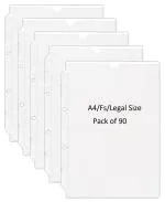 Shining Zon PVC Margin Punch Folder File Plastic Sheet Thick Sleeves Folder File for Fs Size Document Certificate with 2 Punch Holes & Tab Cut Transparent (Pack of 90)