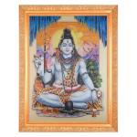 BM TRADERS Shiv Ji 5 Dimensional Layer 5D Effect Art Work Photo in Golden Big Frame High Quality Print (14 x 18 inch)