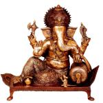 ROYALSTUFFS Bhagwan Ganesh Seated On Chowki with Ghungroos Height:15