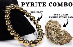 Combo of Original Pyrite Rough 40-50 Gram & Golden Pyrite Bracelet Raw Cluster Money Magnet Rough Peru Pyrite for Healing/Vastu/ Pyrite AAA Quality Sparkling Pyrite Attracting Wealth & Business Luck for Vastu Reiki healing