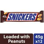 Snickers Peanut Filled Chocolate Bar 45g, (Pack of 12)