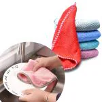 MAXOSHINE Dish Drying Towel for Kitchen with Hanging Loop-Coral Fleece Microfiber Kitchen Napkins for Drying Utensils Vessels-30 x 30 cm-Multicolor (Pack of 5)