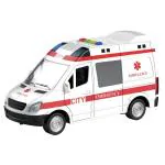 Ktrs Enterprise City Ambulance Toy Car With Light & Siren Sound Effects - Friction Powered Wheels & Led Lights - Heavy Duty Plastic Rescue Vehicle Toy For Kids & Children