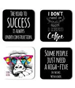 Whats Your Kick Funny Hindi Some People Just Need A High Five Quotes Printed Set of 4 Coaster With Metal Stand