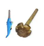 URBAN BUY Dolphine Shape Electric Gas Lighter With Wooden Rai ,Mathani Rai and Multicolour, Pack of 2