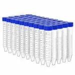Clear & Sure Non- Sterilized 15ml Graduated Centrifuge Tube, Polyproplyene, Conical Bottom,Leak Proof Tubes Pack of 50