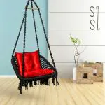Curio Centre Black D-Shape Cotton Swing Chair with L-Shape Cushion & Accessories 152 x 64 x 61 cm