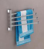 Flaner Stainless Steel 4-Arm Bathroom Swing Hanger Towel Rack 12 Inch 4 Bar Towel Rod (Pack Of 1)