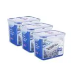 Lock & Lock Plastic Airtight Food Storage Containers with Leakproof Lid, 1 L, Set of 3 (HPL812)