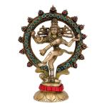 CraftVatika Multicolor Brass Nataraja Shiva Statue 24.21 x 17.7 cm