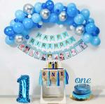 AMFIN Happy Birthday Blue Banner / Happy Birthday Decoration Set For Boy - Blue