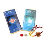 ZOROY LUXURY CHOCOLATE Rakhi Gift Belgian chocolate bar - Set of Belgian Roasted almond, Belgian 70% dark, Rakhi & Kumkum Chawal for Rakshabandhan gift, Pack of 2, 100 Gms each - 200gms