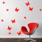 Jaamso Royals Red Plastic 3D Butterflies Wallpaper Medium ( 13 CM X 13 CM )