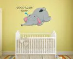Lanstick Vinyl Multicolor Good Night Baby Elephant Image Self Adhesive Wall Sticker 24 inch