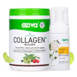 OZiva Plant Based Collagen Builder Powder (With Vitamin C & Biotin) Supports Glowing Skin, Stronger Hair, Nails & Joints | Collagen Supplements for Women & Men (Collagen + Inner Glo Facewash)
