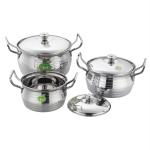 JVL Silver Stainless Steel Cookware And Serveware Essential Utensil Pot Handi Set With Lid 850ml, 1300ml, 2200ml (Pack of 3)