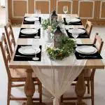 Foveros Cotton Cloth Placemats Set of 6,(48 cm X 28 cm)Washable Double Layer Reversible for Table,Black