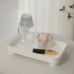 PRIME PICK Modern White Rectangular Decorative Trays White Storage Tray Organizer Storage Box Coffee Table Tray Decoration Gift for Women Mom Girls