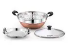 Klassi Kitchen COPPER BOTTOM 2 IN 1 MULTI KADAI (2 Plates , 8Idlis )1 Steamer Plate