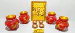 BHAKTI 2 SHAKTI MAKING WORSHIP SPECIAL - Handmade Designer Karwa with diya, ghee batti and photo (4 karwa set) | Fancy karva kalash |karwa chauth | mitti ka karwa