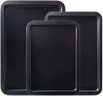 Zollyss Nonstick Baking Pans for Oven w/Rimmed Border, Professional Reusable Baking Trays for Toaster Oven Replacement - Set of 3