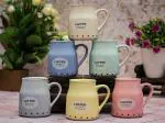 MiRiM Ceramic Printed Bottle Shape Tea/Coffee/Milk Cup Set 170 ml (Multicolor) Set of 6
