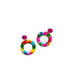 Reverie Handmade Jewelry Resin Handcrafted Round Floral Design Earring Set for Women and Girls (Multicolor)