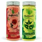 HerbtoniQ 100% Organic Natural Rose Petals Powder 150g And Neem Leaf Powder 150g For Face Pack And Hair Pack (Pack of 2,150g x 2= 300g)