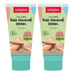 Sirona Talc Free Hair Removal Cream for Oily Skin with Green Tea & Tea Tree - 50 gm (Pack of 2)