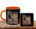 Whats Your Kick Basketball Theme Design Printed Orange Ceramic Coffee Mug with Desky and Tea Mug 325 ML
