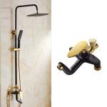 SANIKART Style antique brass shower Black&Gold set single handle bronze shower