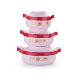 RUSHIL WERE Pack of 3 Thermoware Casserole Set Pink (500 ml, 1000 ml, 1500 ml)