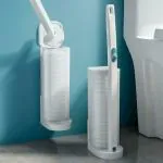 MANIYA ENTERPRISE Toilet Brush Holder Stand and Disinfecting Disposable Refill Heads with Cleaning Liquid Kit for Bathroom Toilet Cleaning