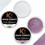 KINDED White Pearl and Pinkish Purple Powder Loose Shimmer Glitter Eyeshadow for Women - Pack of 2, Each Pack 3 g