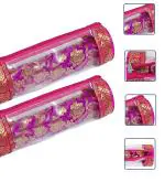 ShubhKarft Travel Bangle Case / Chudi Organizer / Jewellery Pouch / Transparent Bangle Box/Bangle Organizer For Women (Pack of 15, Pink )