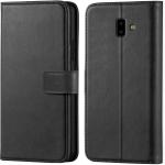 Slugabed Flip Cover Back Case for Samsung Galaxy J6 Plus | Leather Finish | Inbuilt Stand & Pockets | Wallet Style Flip Back Case Cover for Samsung Galaxy J6 Plus (Black)