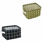 Fennec Mart Foldable Storage Box Canvas Fabric Baskets for Organizing with Handles, Rectangle Small Storage Box, Cube, Foldable Multipurpose Storage Box, Closet, Desk(Pack of 2)