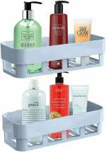 Woodonick Wall Mount Bathroom Shelf and Rack Without Drilling Adhesive Sticker Support Shelves-White