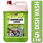 FLISKO Dishwash Liquid 5 Liter Green Active 3X More Power Molecules Leaves No Residue, Grease Cleaner For All Utensils