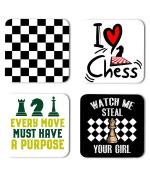 Whats Your Kick Chess Lover Watch Me Steal Your Girl Quotes Printed Set of 4 Coaster With Metal Stand