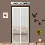 Classic Mosquito Net Ivory Magnetic Screen Fiberglass Mesh Door With Full Frame Hoop Loop 205X80 cm
