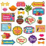 Festiko 24 Pcs Haldi Photobooth Props, Haldi Ceremony Props, Haldi Function Decorations, Wedding Photobooth Props, Haldi Props