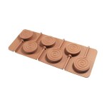 Moldberry Silicone Circular Loop Shape Lollipop Mould (6 Cavities, Brown)