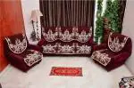 Neelkanth Creations Cotton 6 Piece Sofa Cover and Chair Cover Set-(3+1+1),5 Seater, Maroon