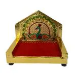 HMTradelink Laddu Gopal Singhasan Hand Made with Peacock Design and Gold-Plated Colour