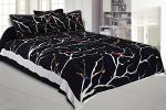 JAIPUR FABRIC Black Cotton Double Bed Sheet With 2 Pillow Covers 274 x 224 cm