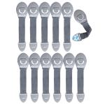 Kids Station Made in India Furniture Safety Locks for Kids, Child Safety Locks for Drawer, Cabinet, Cupboard, Baby Proofing Product, Strong Adhesive Safety Lock (Pack of 12, Grey)