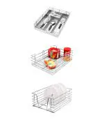 LeAves Stainless Steel Pull Out Drawers For Modular Kitchen - 17 Inch